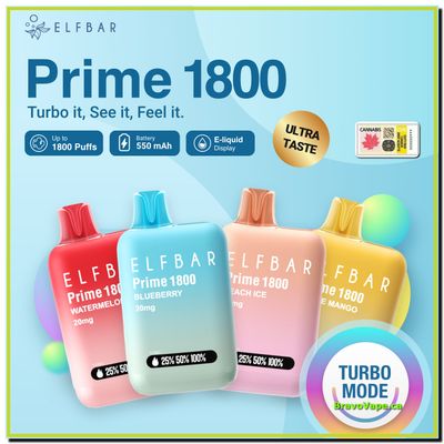 ELF BAR Prime 1800 Disposable Vape (*Ontario Stamped*) $17.69+HST
