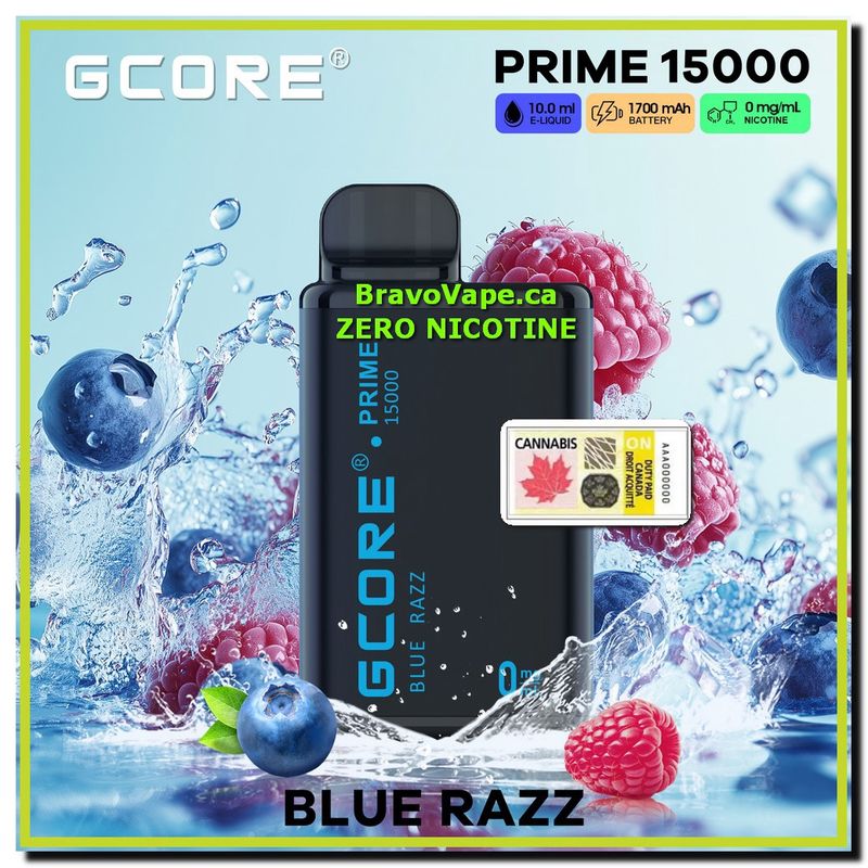 GCORE PRIME NIC FREE 15K-Blue Razz 0mg/ml Prime 15000 Puffs (Ontario Stamped)