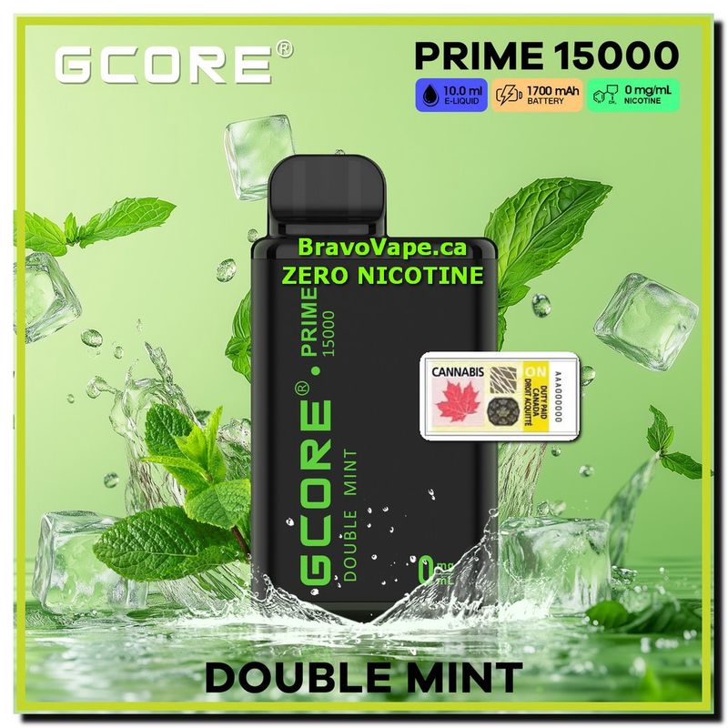 GCORE PRIME NIC FREE 15K-Double Mint 0mg/ml Prime 15000 Puffs