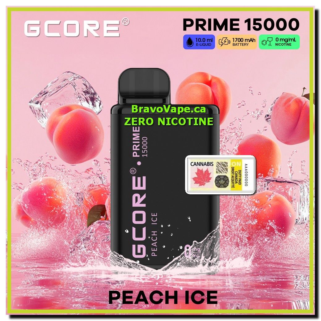 GCORE PRIME NIC FREE 15K-Peach Ice 0mg/ml Prime 15000 Puffs