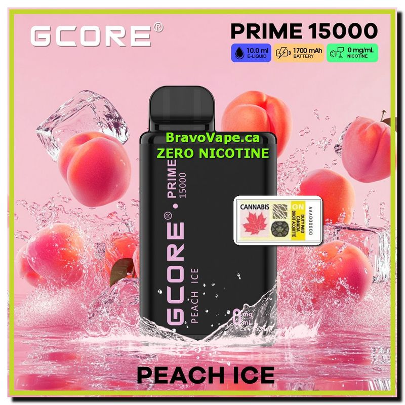 GCORE PRIME NIC FREE 15K-Peach Ice 0mg/ml Prime 15000 Puffs