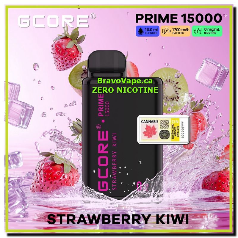 GCORE PRIME NIC FREE 15K-Strawberry Kiwi 0mg/ml Prime 15000 Puffs