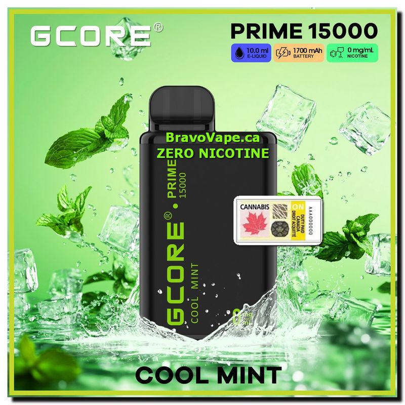 GCORE PRIME NIC FREE 15K-Cool Mint 0mg/ml Prime 15000 Puffs
