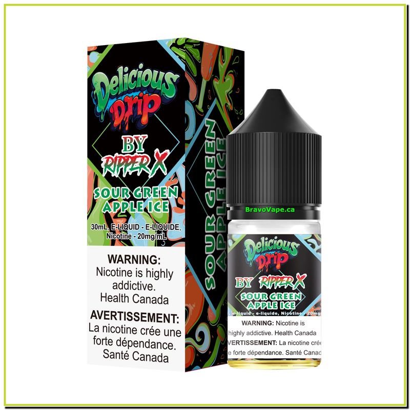 GCORE E-JUICE-DELICIOUS DRIP-SOUR GREEN APPLE ICE 20mg/30mL