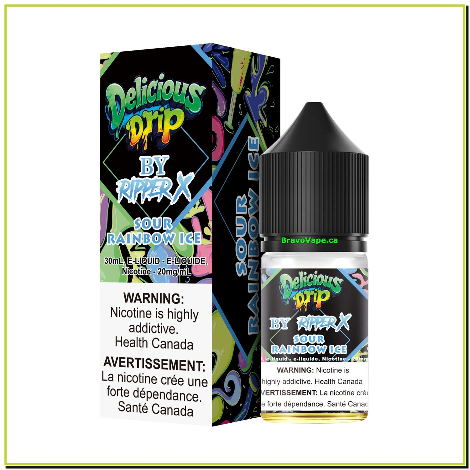 GCORE E-JUICE-DELICIOUS DRIP-SOUR RAINBOW ICE 20mg/30mL