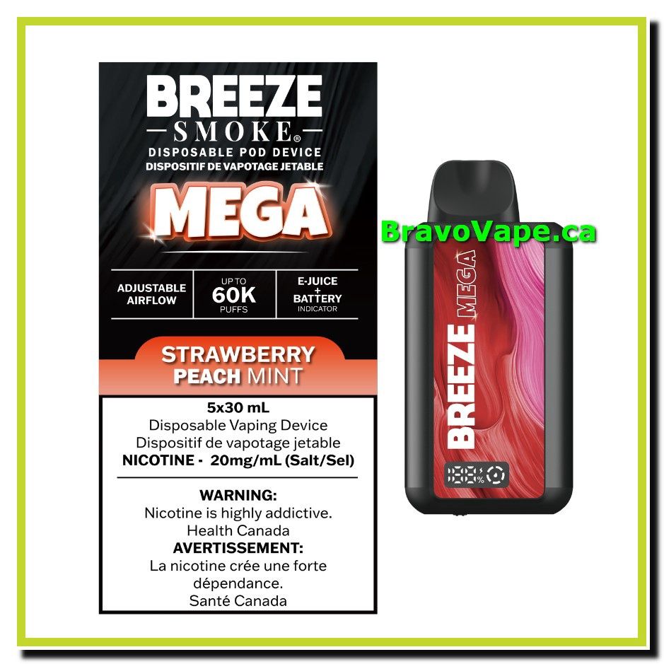 BREEZE MEGA 60K (ON)-STRAWBERRY PEACH MINT