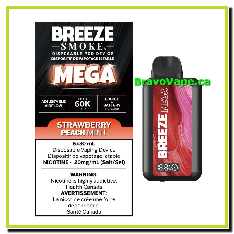 BREEZE MEGA 60K (ON)-STRAWBERRY PEACH MINT