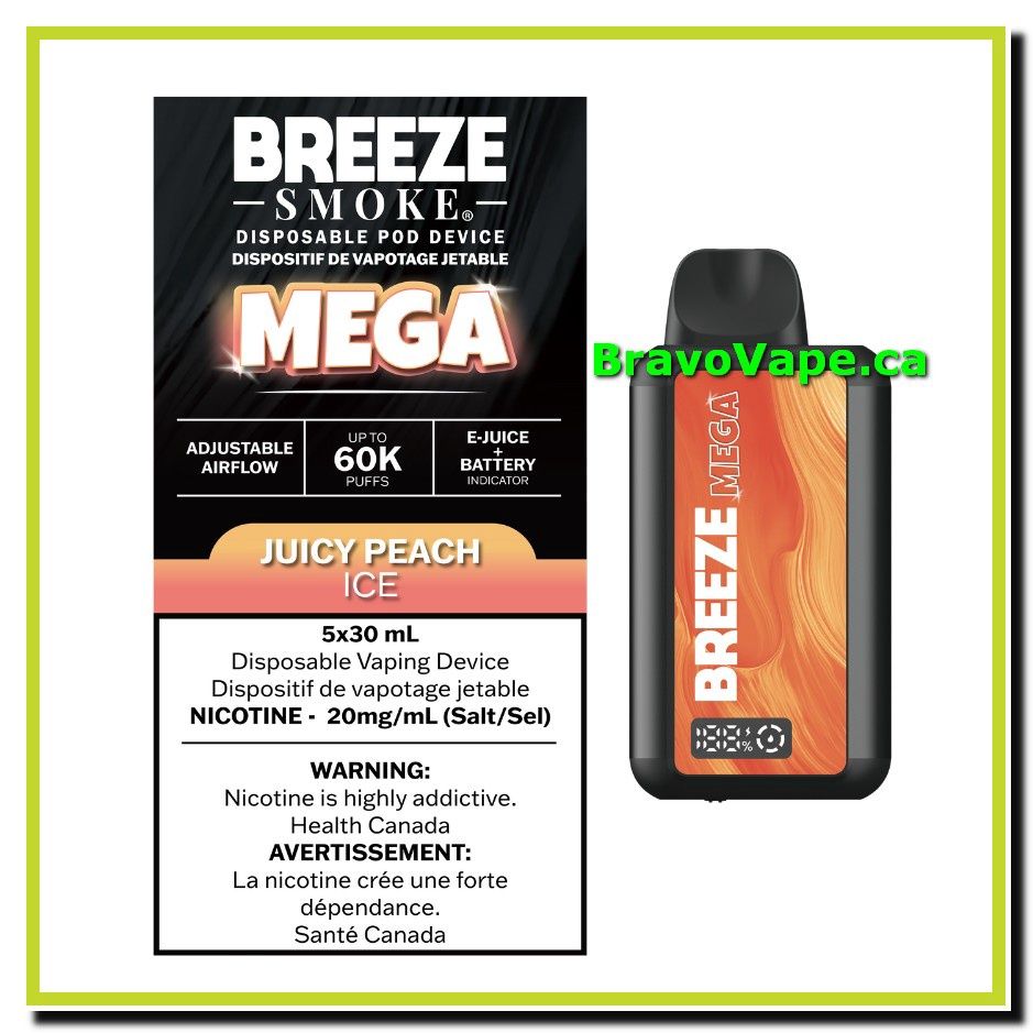 BREEZE MEGA 60K (ON)-JUICY PEACH ICE