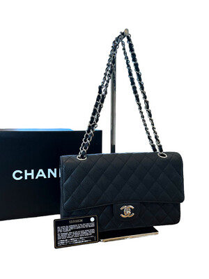 Chanel Caviar Quilted Medium Double Flap Silver