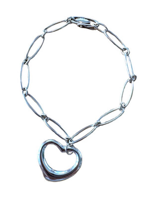 TIFFANY & CO Sterling Elsa Peretti Open Heart Paper Clip Link bracelet