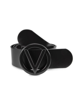 Valentino Giusy Logo Buckle Leather Belt
