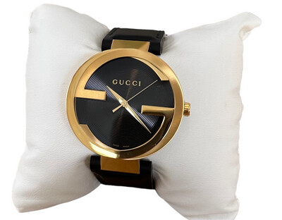 Gucci Interlocking-G Black Leather Watch