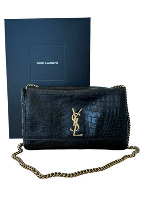 Saint Laurent Kate Medium Reversible Shoulder Bag in Crocodile-Embossed