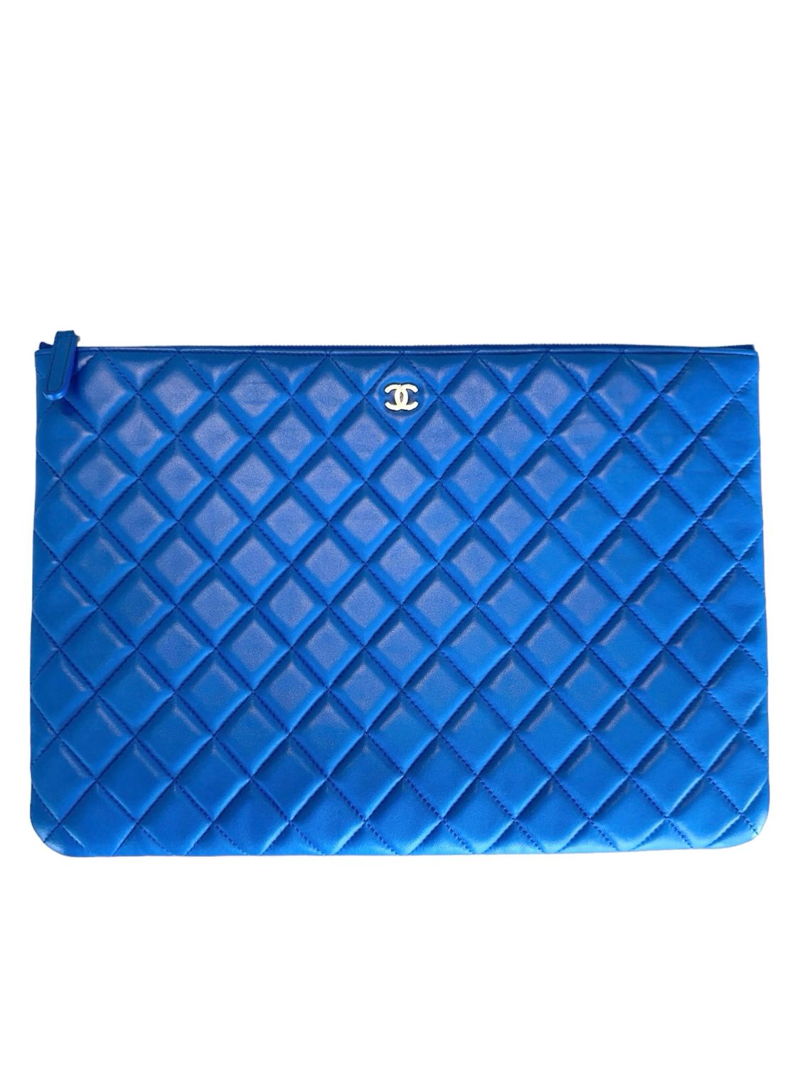 Chanel Quilted Large Cosmetic Case Blue