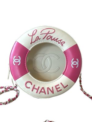 Chanel Lambskin Coco Lifesaver Round Bag Pink White