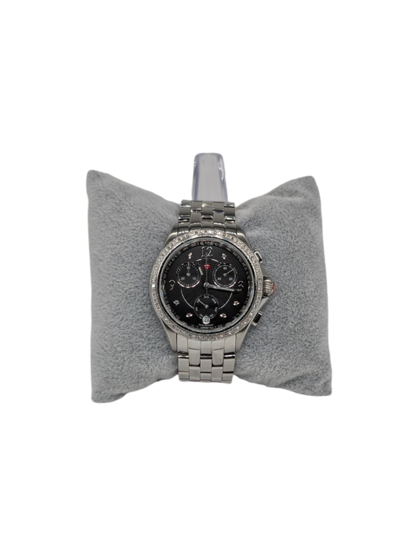 Michele Diamond Belmore Black/Silver Watch