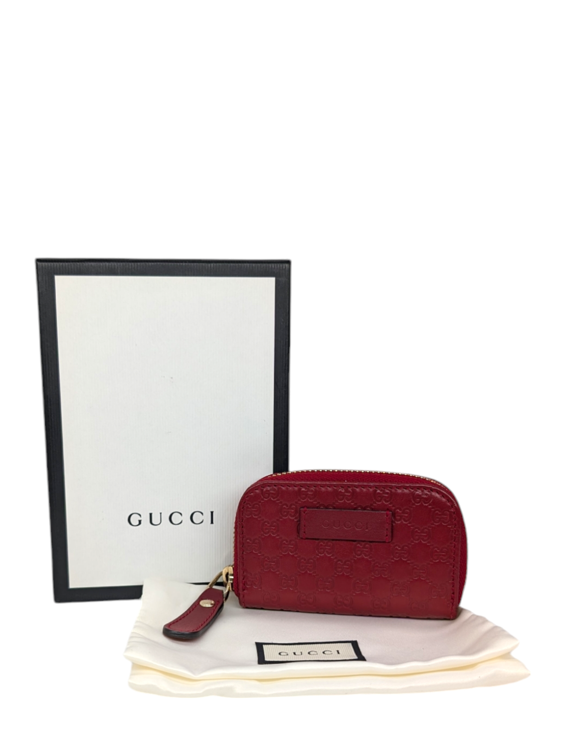 Gucci Microguccissima Zip Around Card Case Red