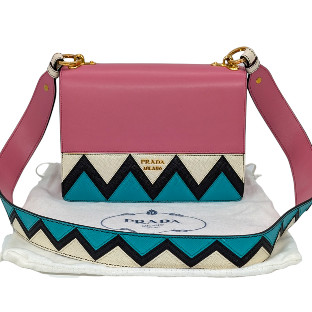 Prada City Calf Saffiano Esplanade Crossbody