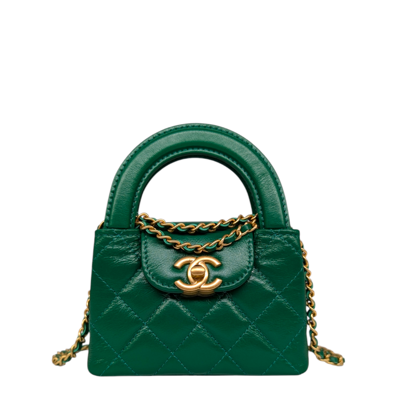 Chanel Aged Calfskin Quilted Mini Nano Kelly Shopper
