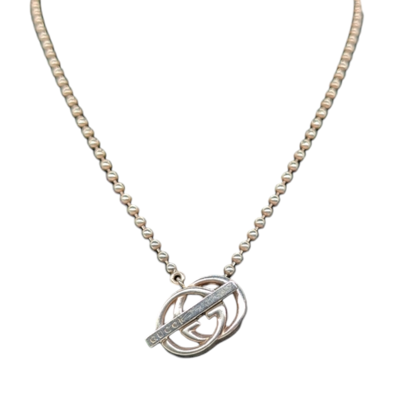 GUCCI Interlocking G Pendant Necklace Toggle Clasp