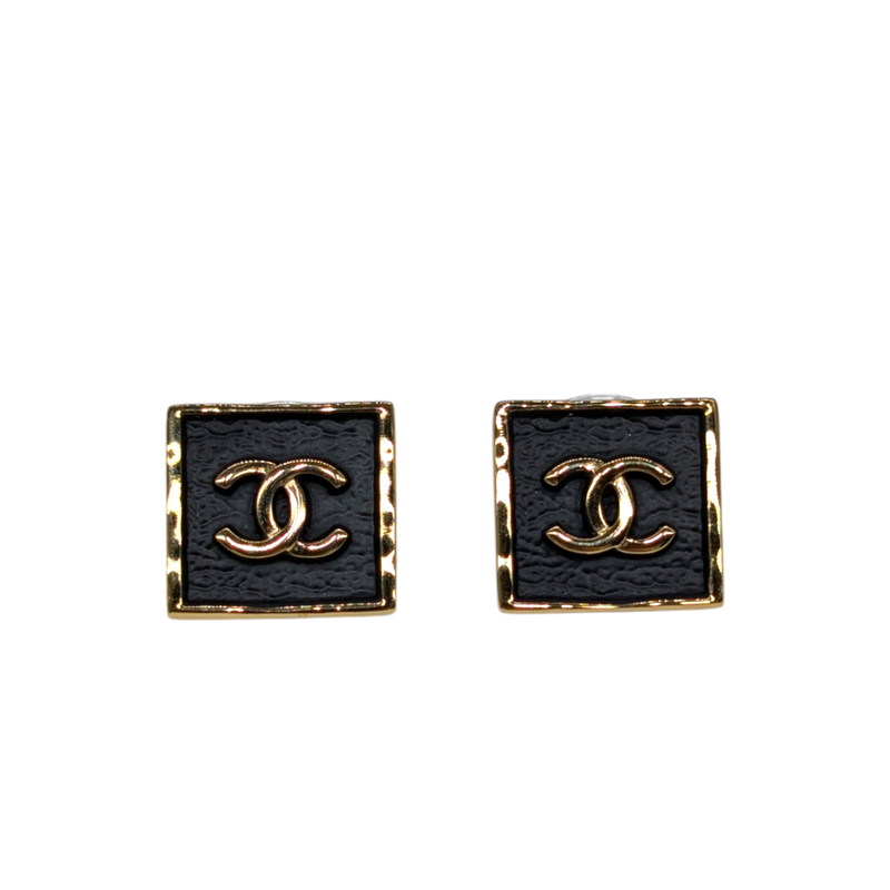 Chanel Square Leather Earrings
