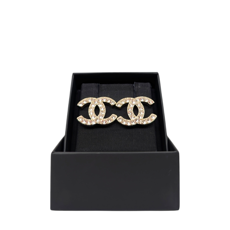 Chanel CC Logo Crystal Earrings