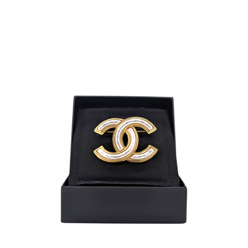 Chanel Metal Pearl CC Brooch