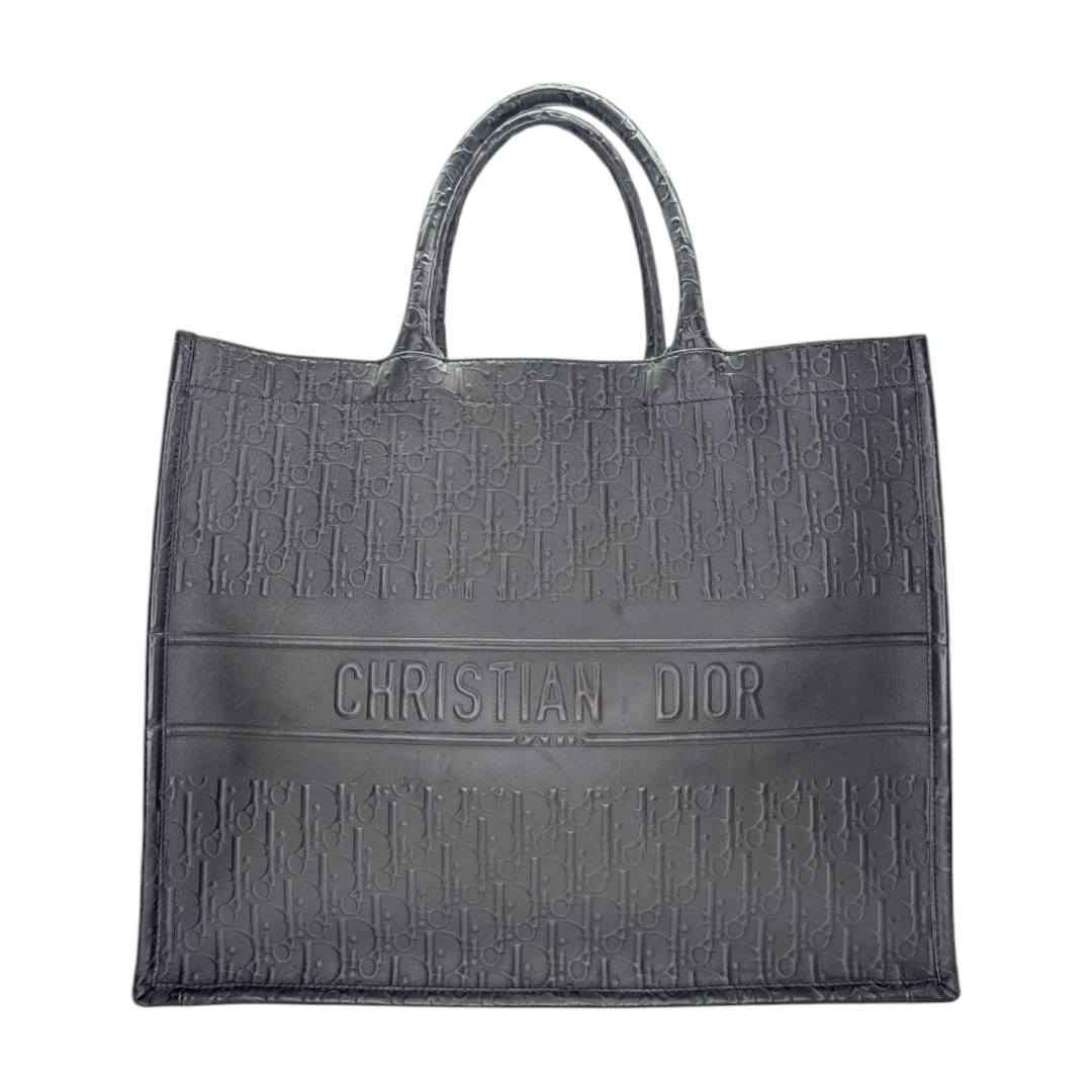 Christian Dior Obilque Calfskin Embossed Large Book Tote