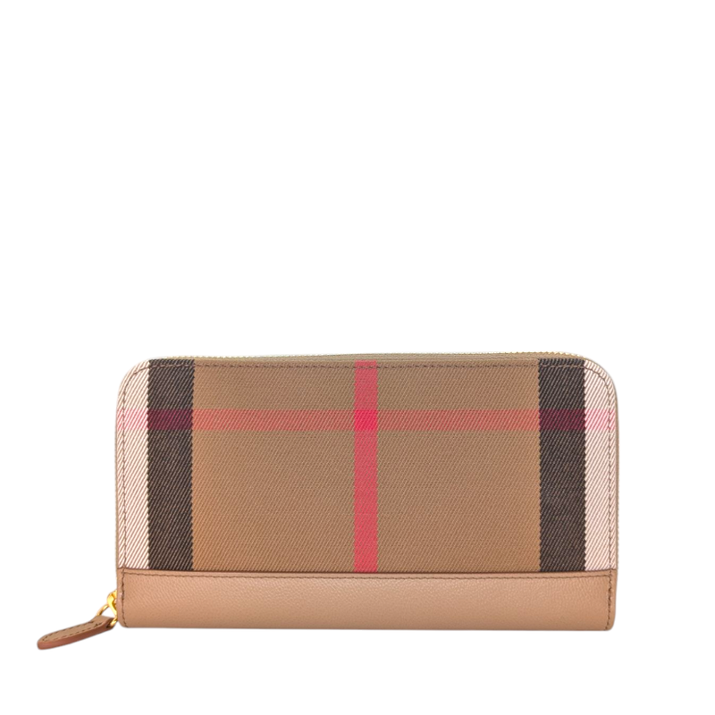 Burberry Check Large Zip Around Wallet