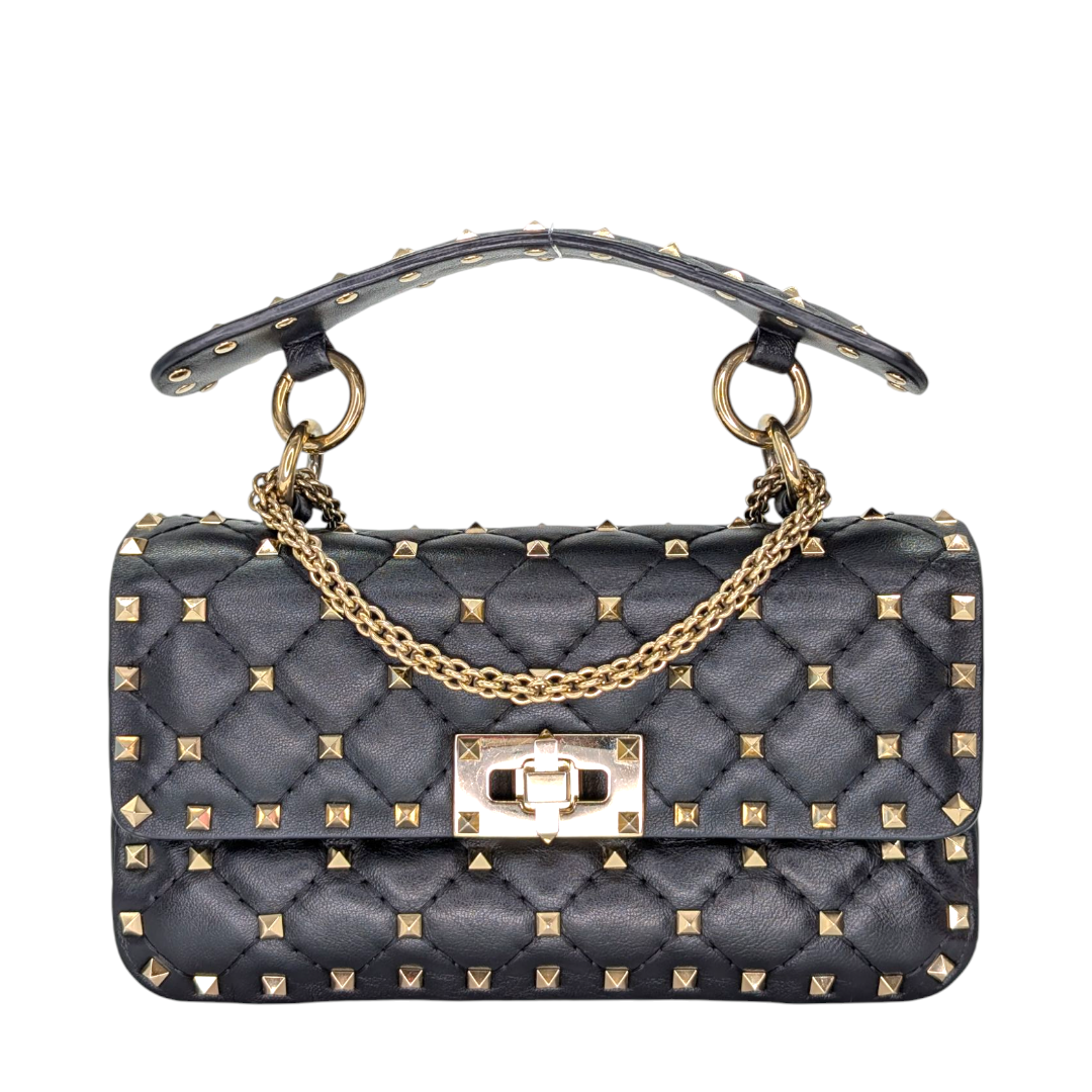 Valentino Garavani  Lambskin Small Rockstud Spike Shoulder Bag