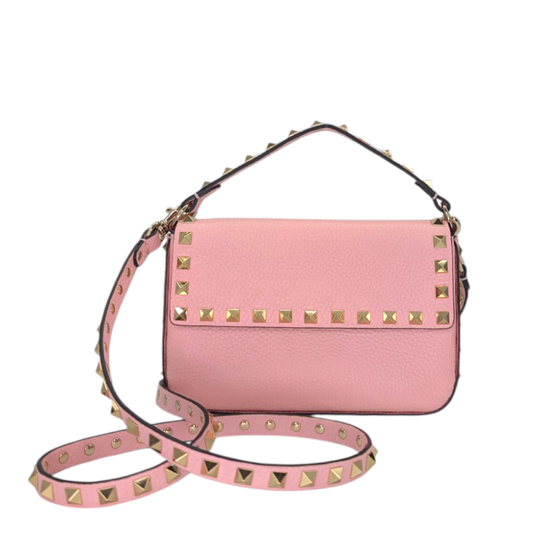 Valentino Garavani  Grainy Calfskin Rockstud Crossbody Pouch