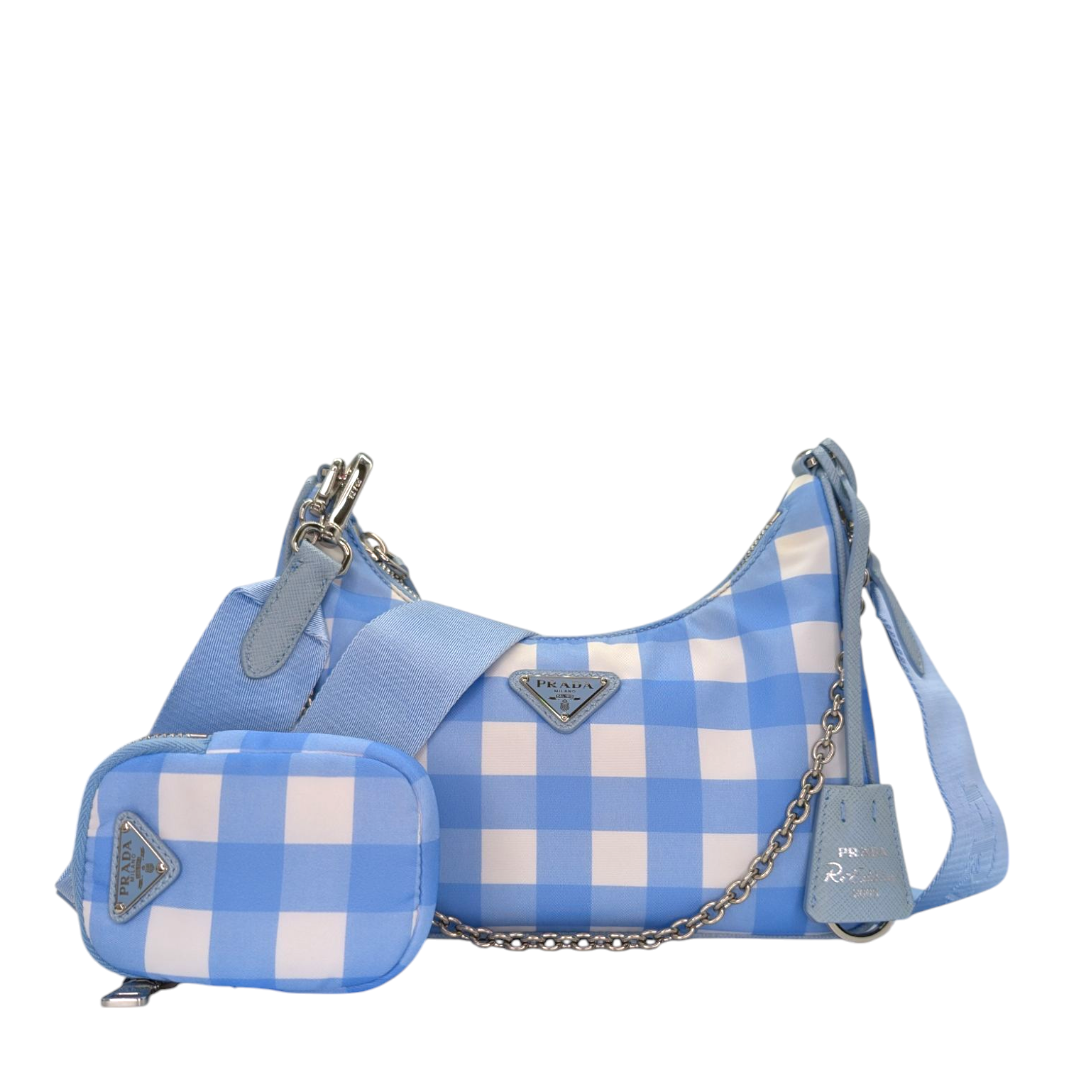 Prada  Re-Nylon Saffiano Gingham Print Re-Edition 2005 Shoulder Bag