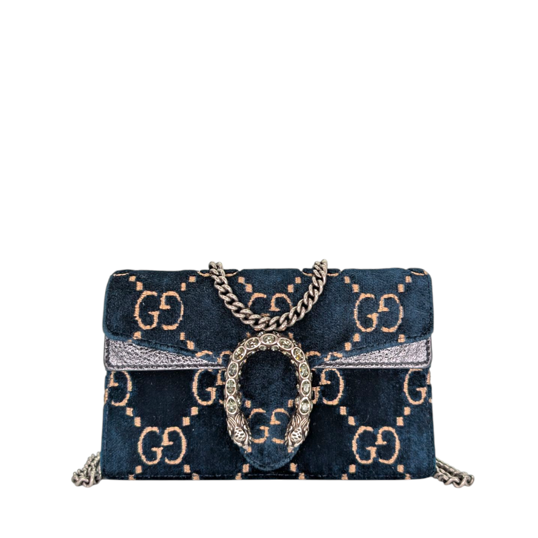 Gucci  Velvet GG Monogram Super Mini Dionysus Shoulder Bag