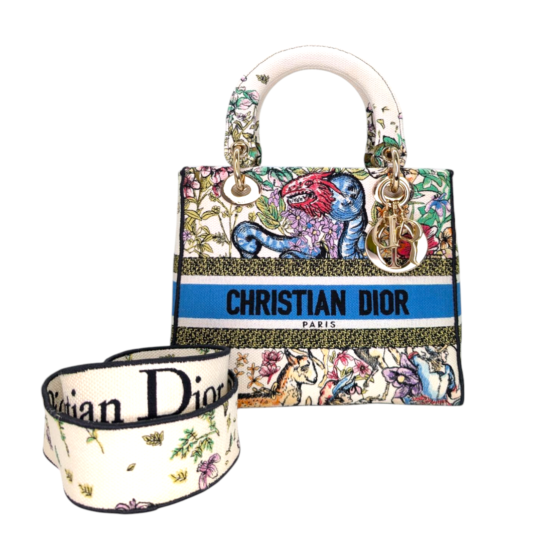 Christian Dior  Canvas D-Constellation Embroidered Medium Lady D-Lite