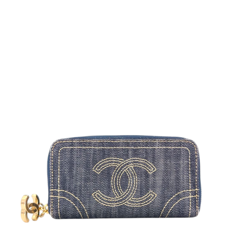Chanel  Denim CC Zip Around Wallet