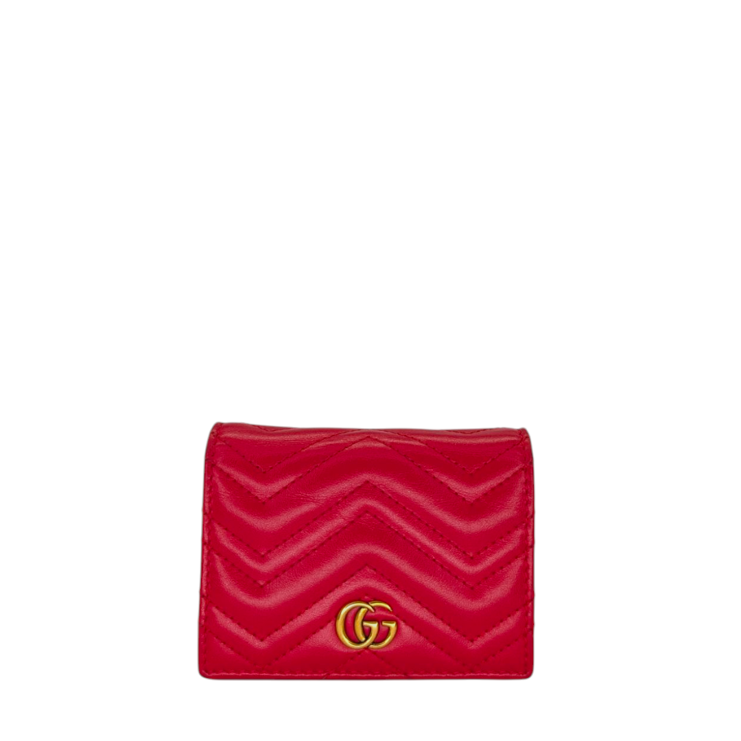 Gucci  Calfskin Matelasse GG Marmont Card Case Wallet.