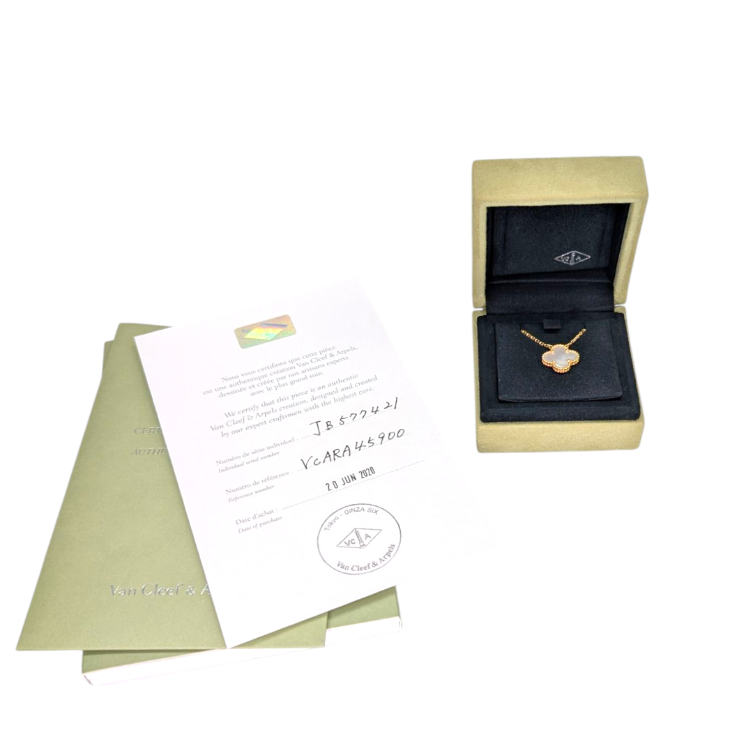 Van Cleef &amp; Arpels  18K Yellow Gold Mother of Pearl Vintage Alhambra Pendant
