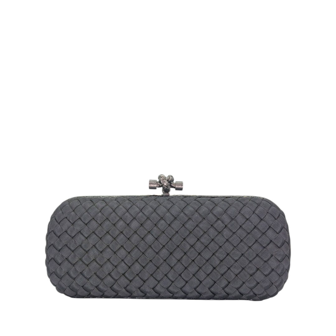 Bottega Veneta  Silk Faille Intrecciato Knot Clutch