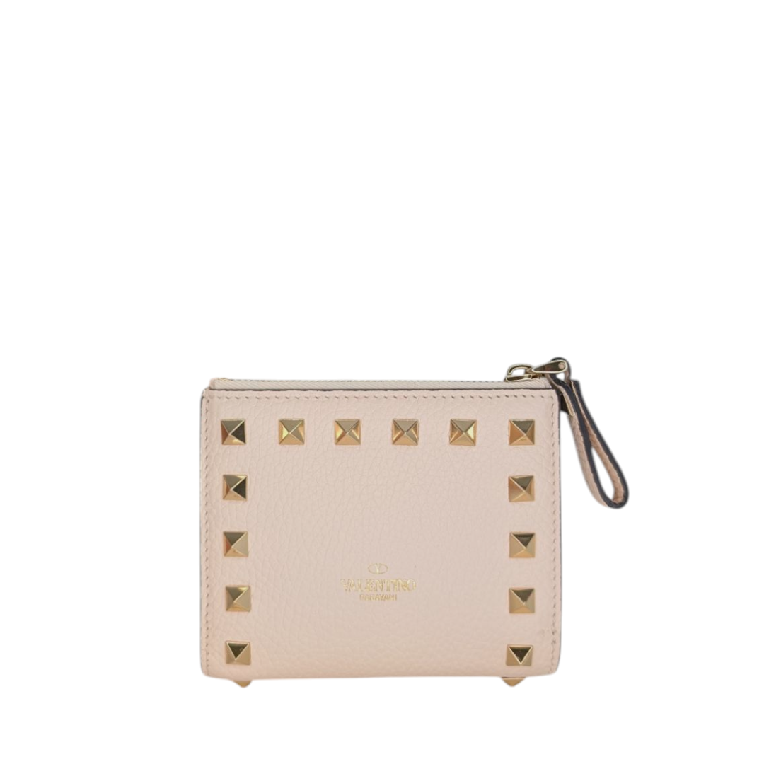 Valentino Garavani Garnet Calfskin Rockstud Wallet