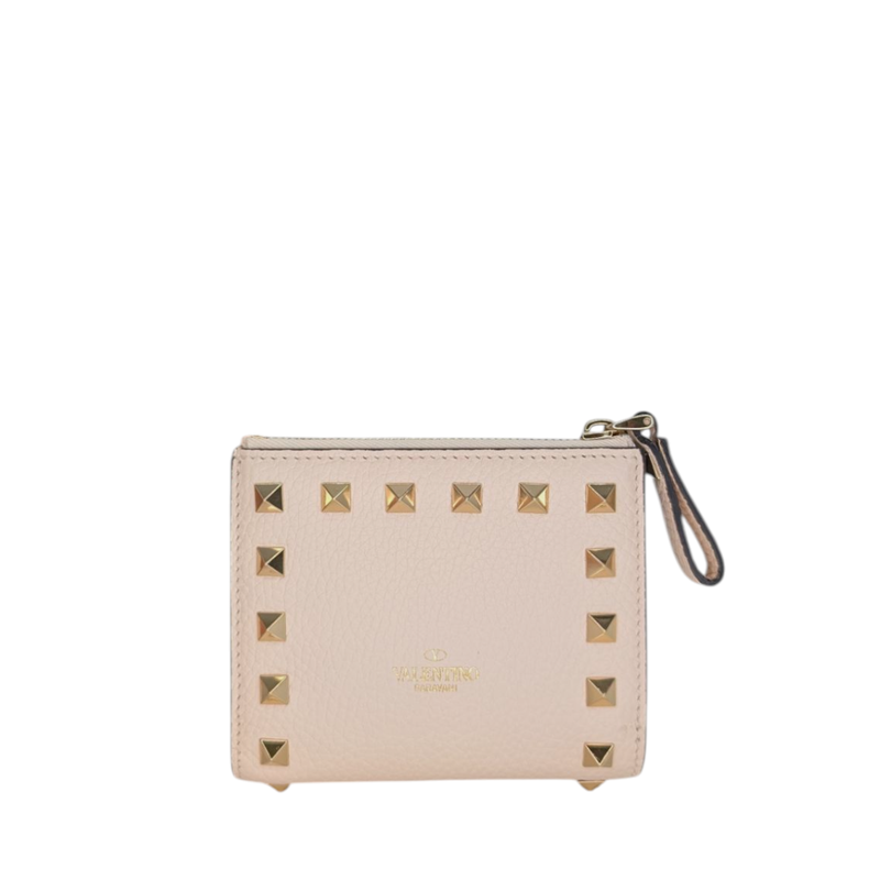 Valentino Garavani Garnet Calfskin Rockstud Wallet