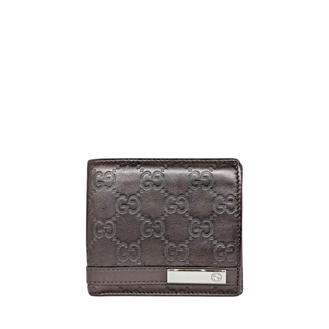 Gucci Gucci Black Leather Metal Bar Bi-Fold Wallet