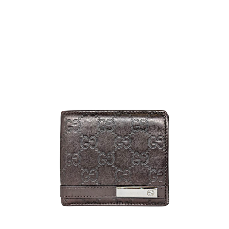 Gucci Gucci Black Leather Metal Bar Bi-Fold Wallet