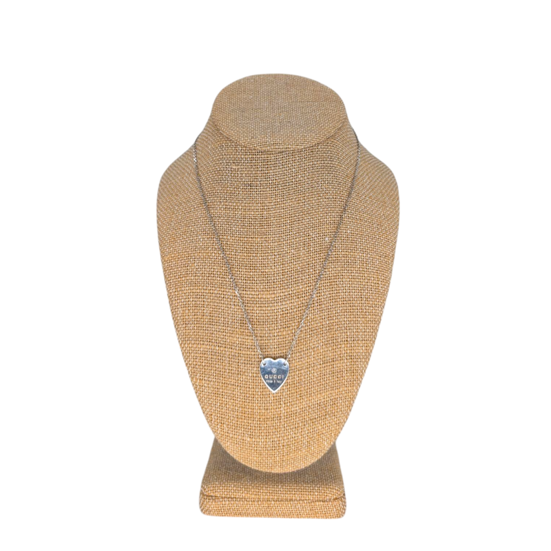Gucci  Sterling Silver Trademark Heart Pendant Necklace