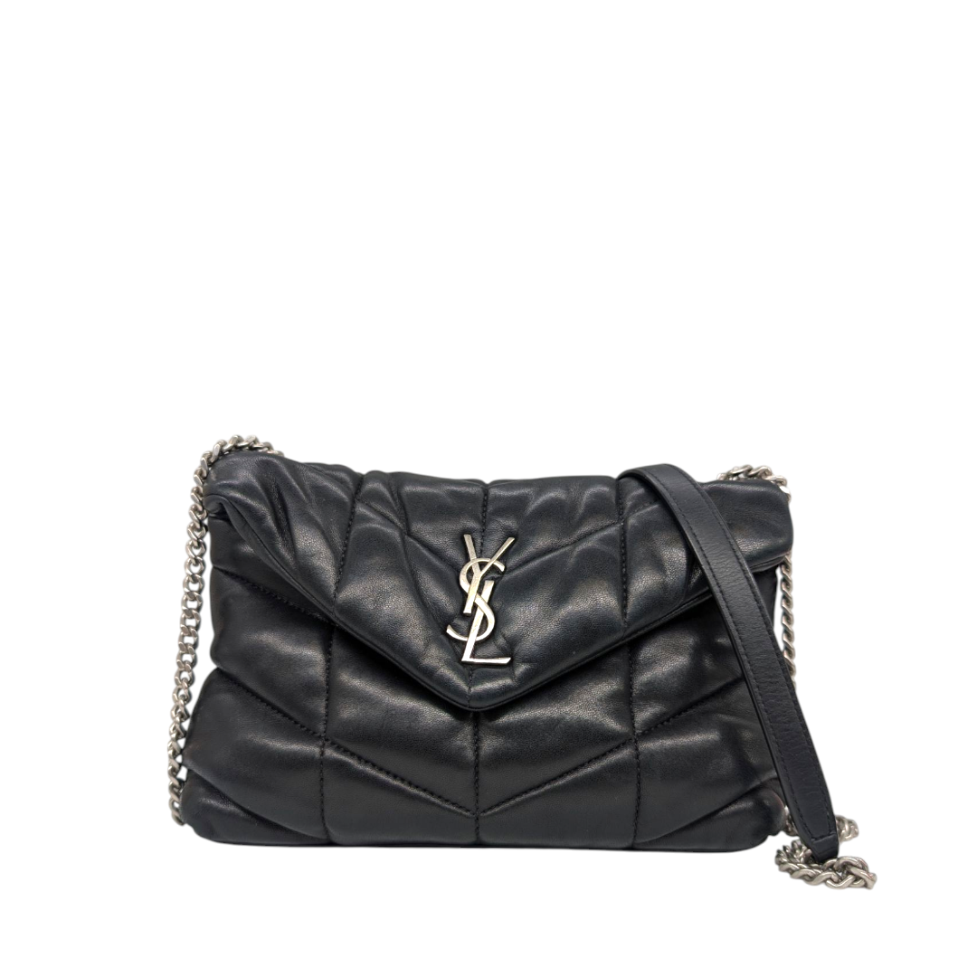 Saint Laurent  Lambskin Quilted Toy Loulou Puffer Monogram Chain Satchel