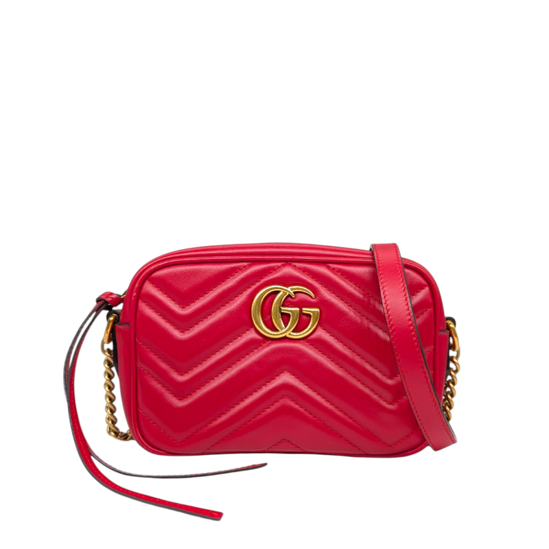 Gucci  Calfskin Matelasse Small GG Marmont Chain Shoulder Bag