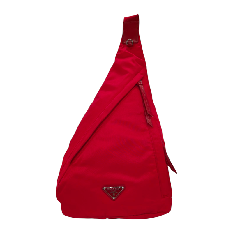 Prada  Re-Nylon Vitello Metal Triangle Logo Sling Backpack
