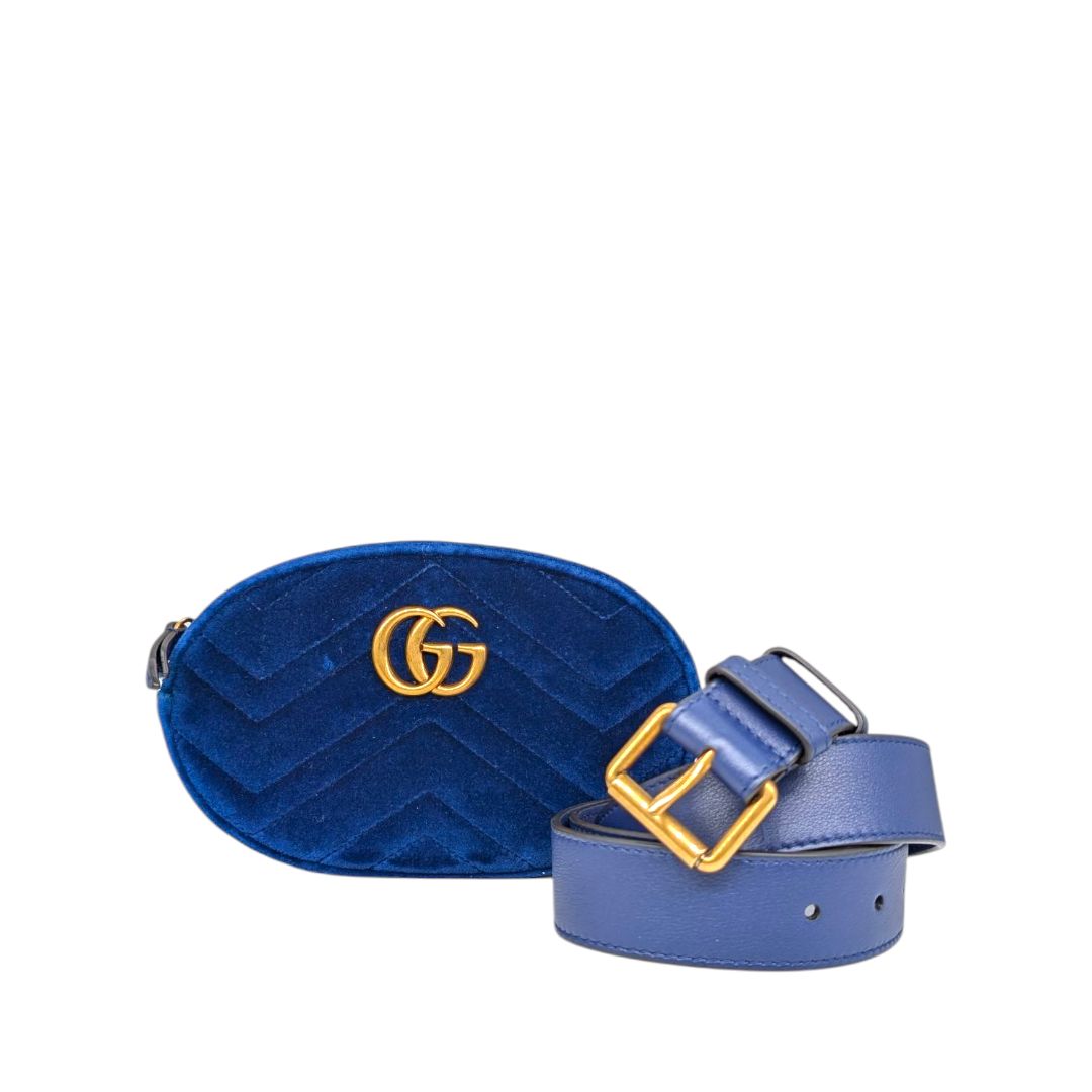 Gucci  Velvet Matelasse GG Marmont Belt Bag
