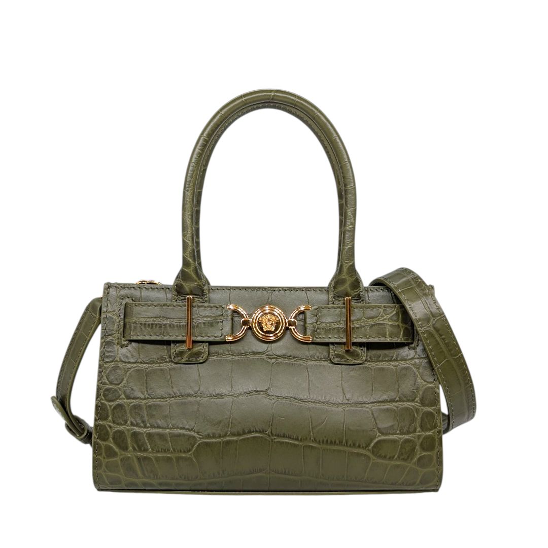 Versace  Calfskin Crocodile Embossed Mini Medusa &#39;95 Tote
