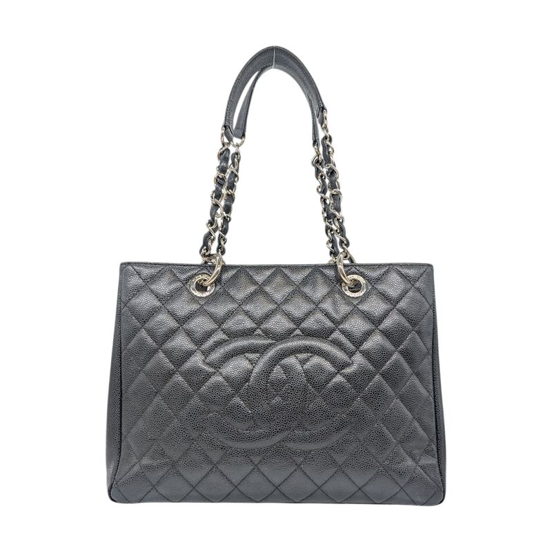 Chanel  Caviar Quilted Grand Shopping Tote Silver