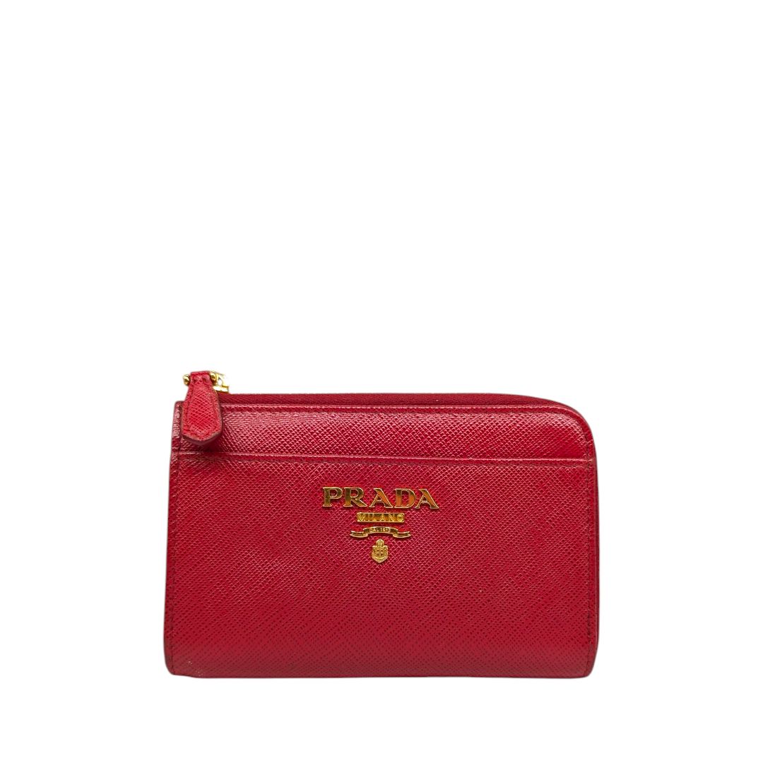 Prada  Saffiano Metal Zip Around Keychain